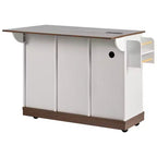 Isola da cucina a carrello da fattoria bianca/nera con anta scorrevole a serrandina e anta a ribalta - Carrello su ruote per 1, 141 cm L