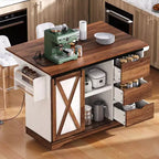 Isola da cucina a carrello da fattoria bianca/nera con anta scorrevole a serrandina e anta a ribalta - Carrello su ruote per 1, 141 cm L