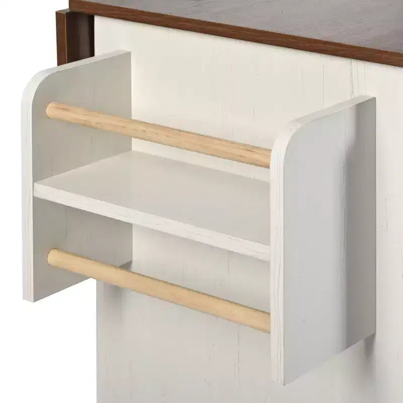 Isola da cucina a carrello da fattoria bianca/nera con anta scorrevole a serrandina e anta a ribalta - Carrello su ruote per 1, 141 cm L