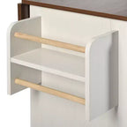 Isola da cucina a carrello da fattoria bianca/nera con anta scorrevole a serrandina e anta a ribalta - Carrello su ruote per 1, 141 cm L