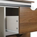 Isola da cucina a carrello da fattoria bianca/nera con anta scorrevole a serrandina e anta a ribalta - Carrello su ruote per 1, 141 cm L