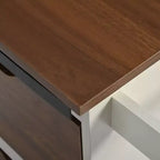 Isola da cucina a carrello da fattoria bianca/nera con anta scorrevole a serrandina e anta a ribalta - Carrello su ruote per 1, 141 cm L