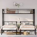 Bellemave Twin over Twin & Twin Bunk Beds for 3, Twin XL over Twin & Twin Bunk Bed Metal Triple Bunk Bed,Black