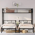 Bellemave Twin over Twin & Twin Bunk Beds for 3, Twin XL over Twin & Twin Bunk Bed Metal Triple Bunk Bed,Black