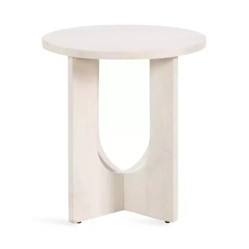Tavolino Ovale in Legno Massello Bianco/Nero, 1 Pezzo