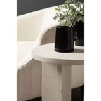 Tavolino Ovale in Legno Massello Bianco/Nero, 1 Pezzo