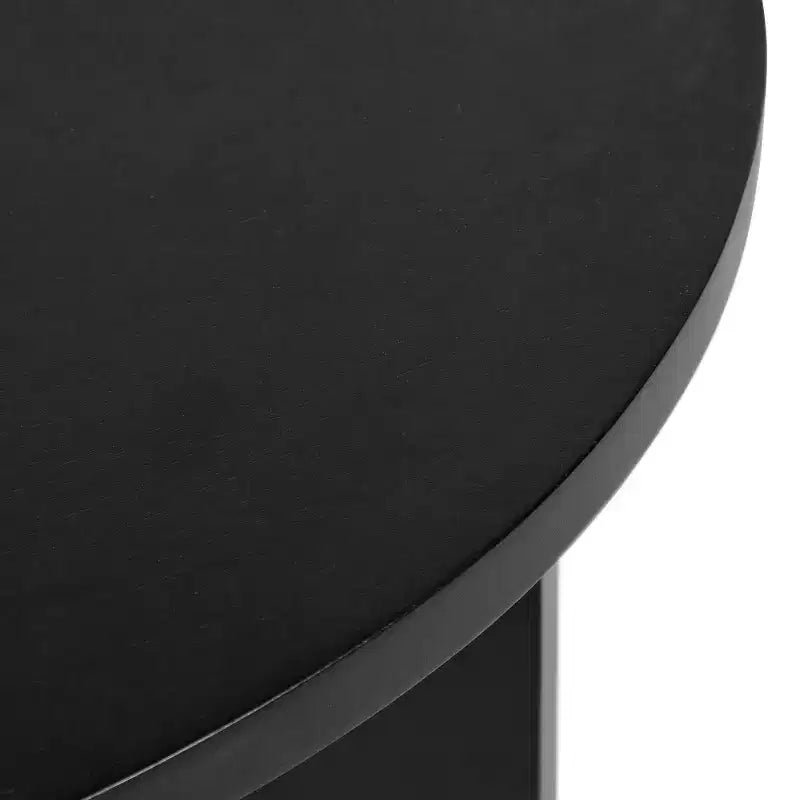 Tavolino Ovale in Legno Massello Bianco/Nero, 1 Pezzo