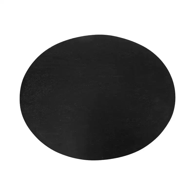 Tavolino Ovale in Legno Massello Bianco/Nero, 1 Pezzo