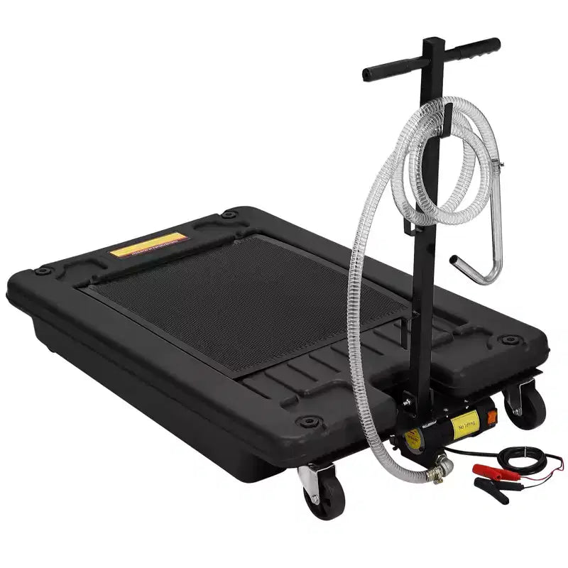 Oil Drain Pan 18 Gallon Tank, Low Profile Large Capacity Oil Change Pan, Foldable Hand, with Pump
