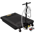 Oil Drain Pan 18 Gallon Tank, Low Profile Large Capacity Oil Change Pan, Foldable Hand, with Pump