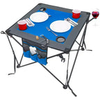 HOMLUX Portable Outdoor Folding Wine Table wiht Cup Holders, Storage Bag, UV-Resistant Tabletop