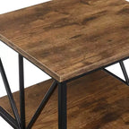 Tavolino in legno marrone con struttura a reticolo a 3 livelli, monouso