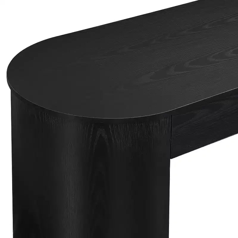 Scrivania moderna in noce nero/scuro con cassetti e mensole, utente singolo