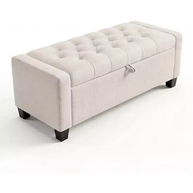 Ottoman with Storage, Tufted Storage Bench for Bedroom, 50.8 Fabrics End of Bed Bench, Upholstered Entryway Shoe Benches