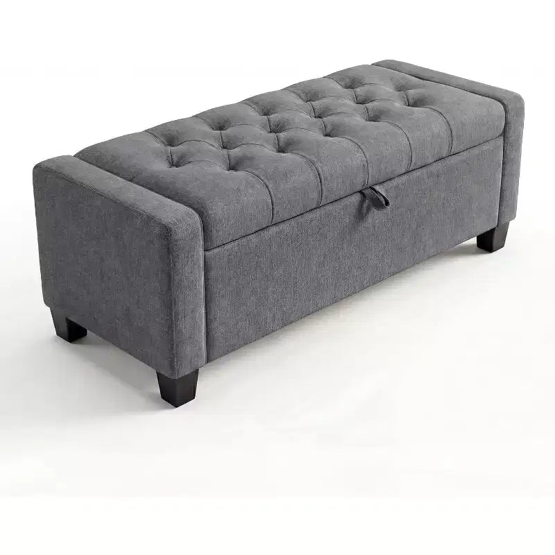 Beige/Grigio | Panchina Contenitore Imbottita | Posto a Sedere per 1 Persona
