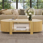 Whisen 360 Rotating Burl Wood Side Coffee Table with 2 Hidden Drawers, Modern Swivel Accent Table