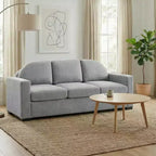 Divano a 3 posti in ciniglia con schienale curvo, Beige / Grigio / Verde