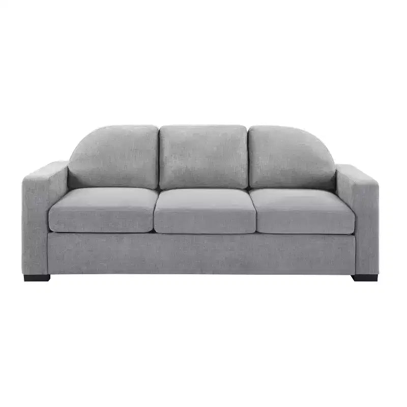 Divano a 3 posti in ciniglia con schienale curvo, Beige / Grigio / Verde