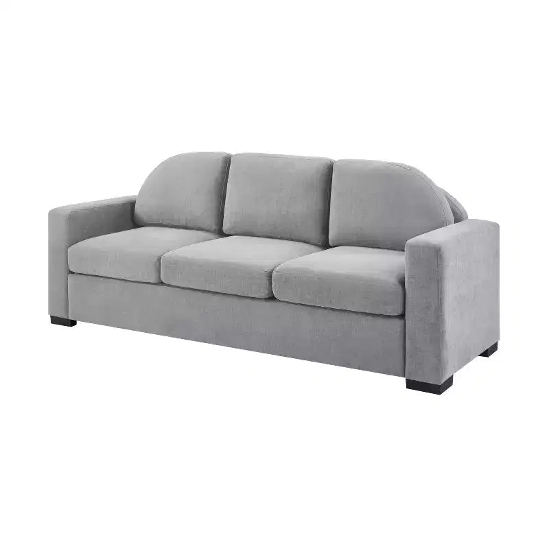 Divano a 3 posti in ciniglia con schienale curvo, Beige / Grigio / Verde