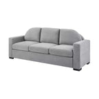 Divano a 3 posti in ciniglia con schienale curvo, Beige / Grigio / Verde