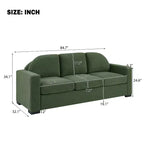 Divano a 3 posti in ciniglia con schienale curvo, Beige / Grigio / Verde