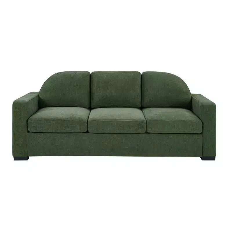 Divano a 3 posti in ciniglia con schienale curvo, Beige / Grigio / Verde