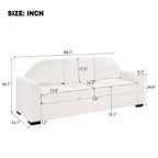Divano a 3 posti in ciniglia con schienale curvo, Beige / Grigio / Verde