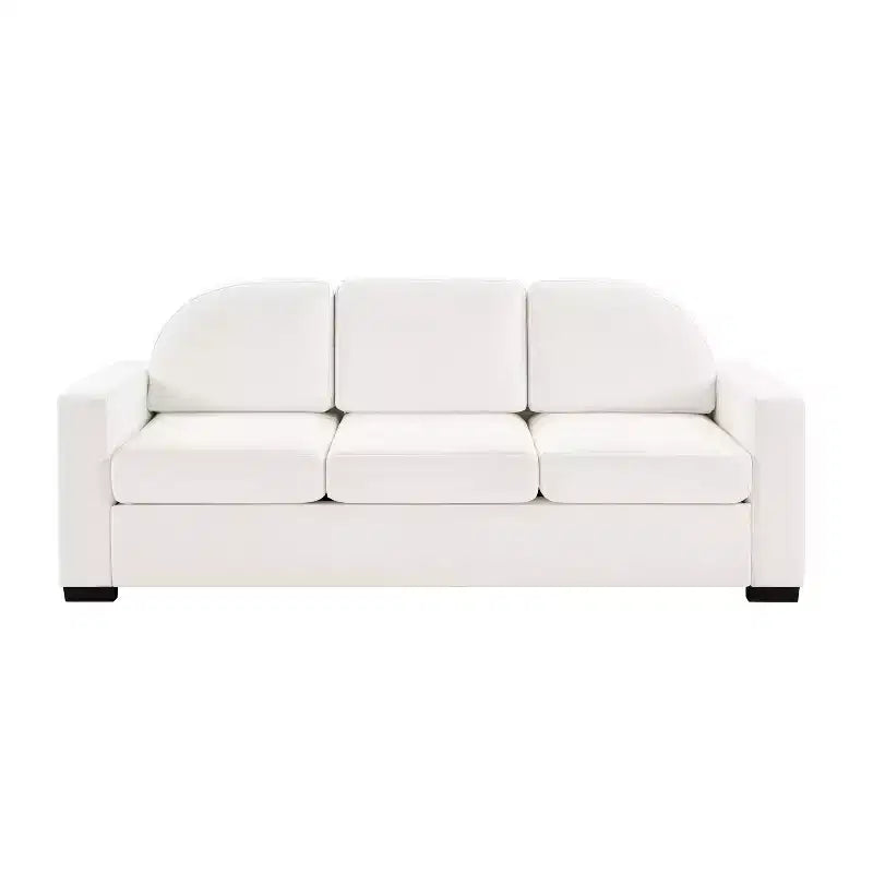 Divano a 3 posti in ciniglia con schienale curvo, Beige / Grigio / Verde