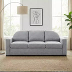 Divano a 3 posti in ciniglia con schienale curvo, Beige / Grigio / Verde