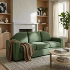 Divano a 3 posti in ciniglia con schienale curvo, Beige / Grigio / Verde