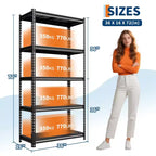 Scaffale componibile in acciaio nero a 5 ripiani, design 2 in 1, uso singolo o diviso