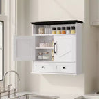 Mobiletto da bagno bianco a parete con ante scorrevoli, ripiano regolabile e cassetto, per 1-2 persone