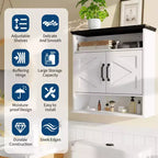 Mobiletto da bagno bianco a parete con ante scorrevoli, ripiano regolabile e cassetto, per 1-2 persone