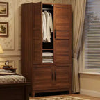 Armadio a 4 ante freestanding con appendiabiti e ripiani regolabili, 53 cm P × 80 cm L × 183 cm A