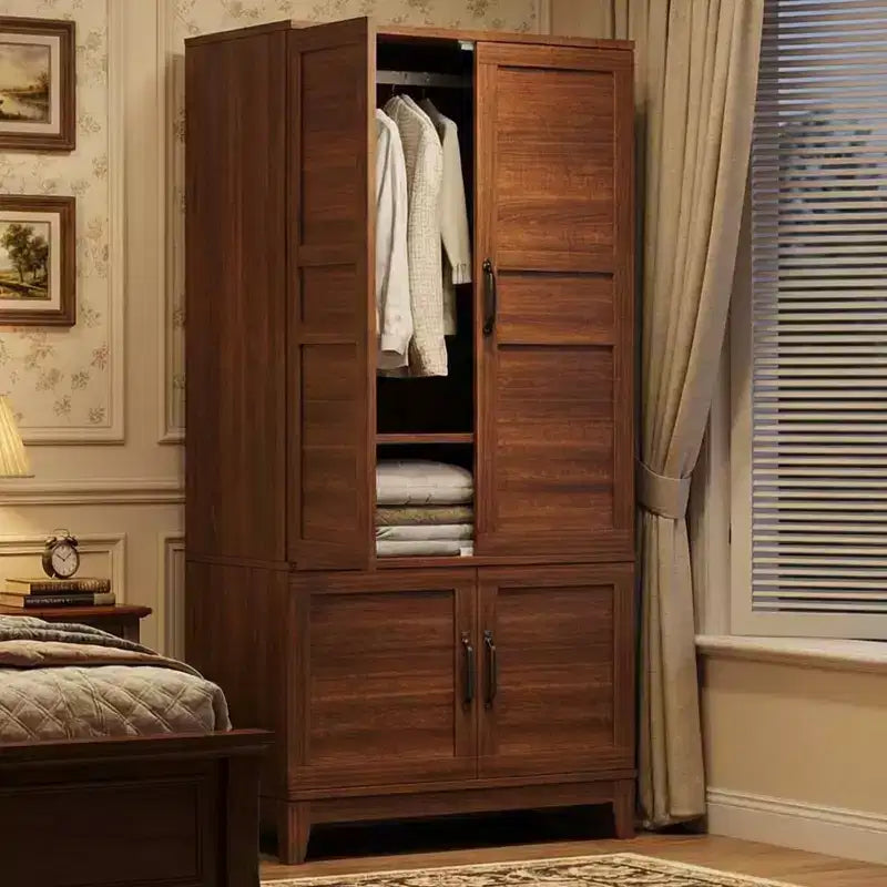 Armadio a 4 ante freestanding con appendiabiti e ripiani regolabili, 53 cm P × 80 cm L × 183 cm A