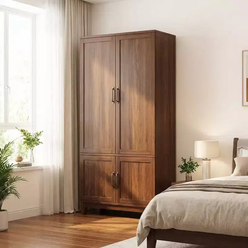 Armadio a 4 ante freestanding con appendiabiti e ripiani regolabili, 53 cm P × 80 cm L × 183 cm A