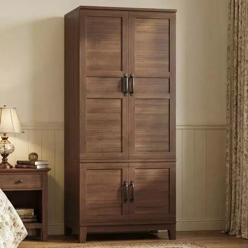 Armadio a 4 ante freestanding con appendiabiti e ripiani regolabili, 53 cm P × 80 cm L × 183 cm A