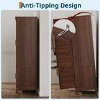 Armadio a 4 ante freestanding con appendiabiti e ripiani regolabili, 53 cm P × 80 cm L × 183 cm A
