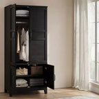 Armadio a 4 ante freestanding con appendiabiti e ripiani regolabili, 53 cm P × 80 cm L × 183 cm A