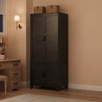 Armadio a 4 ante freestanding con appendiabiti e ripiani regolabili, 53 cm P × 80 cm L × 183 cm A