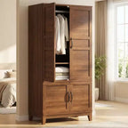 Armadio a 4 ante freestanding con appendiabiti e ripiani regolabili, 53 cm P × 80 cm L × 183 cm A