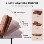 Divano letto futon convertibile nero/marrone/grigio/nero opaco/bianco – Similpelle, schienale e braccioli regolabili, 3 posti