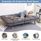 Divano letto futon convertibile nero/marrone/grigio/nero opaco/bianco – Similpelle, schienale e braccioli regolabili, 3 posti