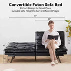 Divano letto futon convertibile nero/marrone/grigio/nero opaco/bianco – Similpelle, schienale e braccioli regolabili, 3 posti
