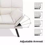 Divano letto futon convertibile nero/marrone/grigio/nero opaco/bianco – Similpelle, schienale e braccioli regolabili, 3 posti