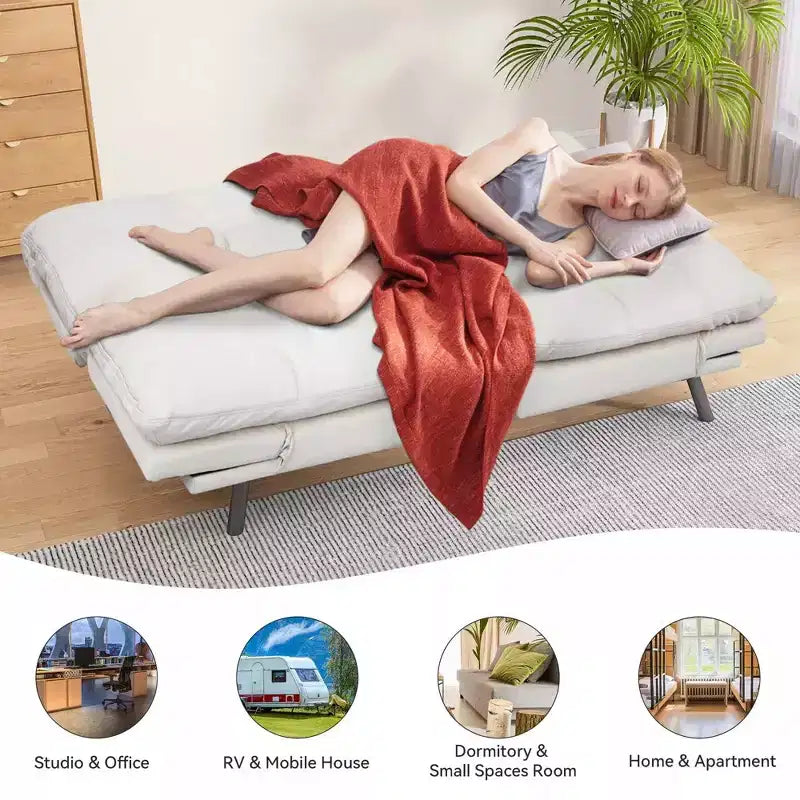 Divano letto futon convertibile nero/marrone/grigio/nero opaco/bianco – Similpelle, schienale e braccioli regolabili, 3 posti