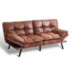 Divano letto futon convertibile nero/marrone/grigio/nero opaco/bianco – Similpelle, schienale e braccioli regolabili, 3 posti