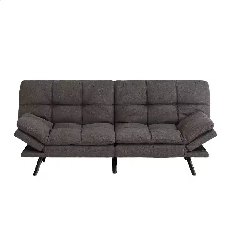 Divano letto futon convertibile nero/marrone/grigio/nero opaco/bianco – Similpelle, schienale e braccioli regolabili, 3 posti