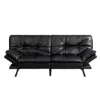 Divano letto futon convertibile nero/marrone/grigio/nero opaco/bianco – Similpelle, schienale e braccioli regolabili, 3 posti