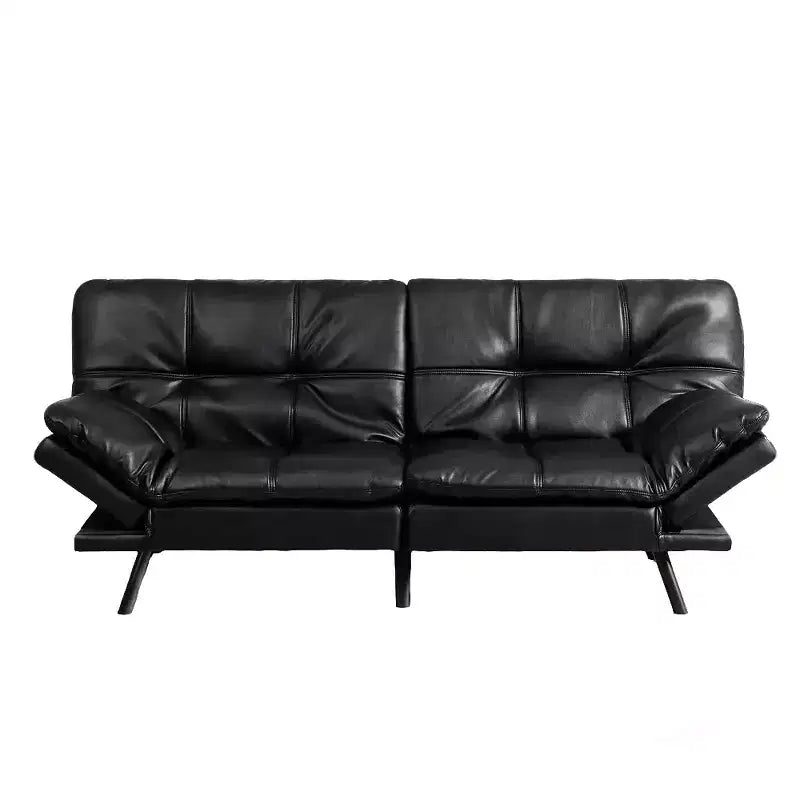 Divano letto futon convertibile nero/marrone/grigio/nero opaco/bianco – Similpelle, schienale e braccioli regolabili, 3 posti